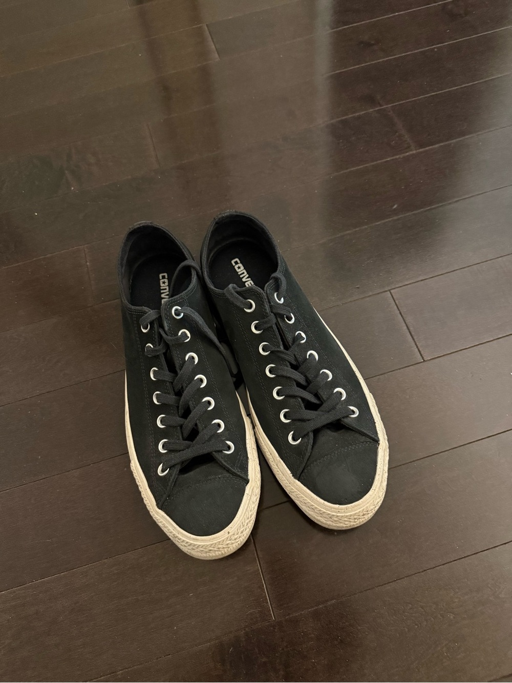 Converse Men’s Black Canvas Low-Top Sneakers with White Trim
